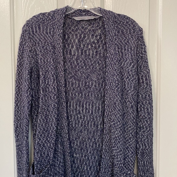 Athleta Navy & White Long Sleeve Long Cardigan Sweater Size XXS - Picture 4 of 12